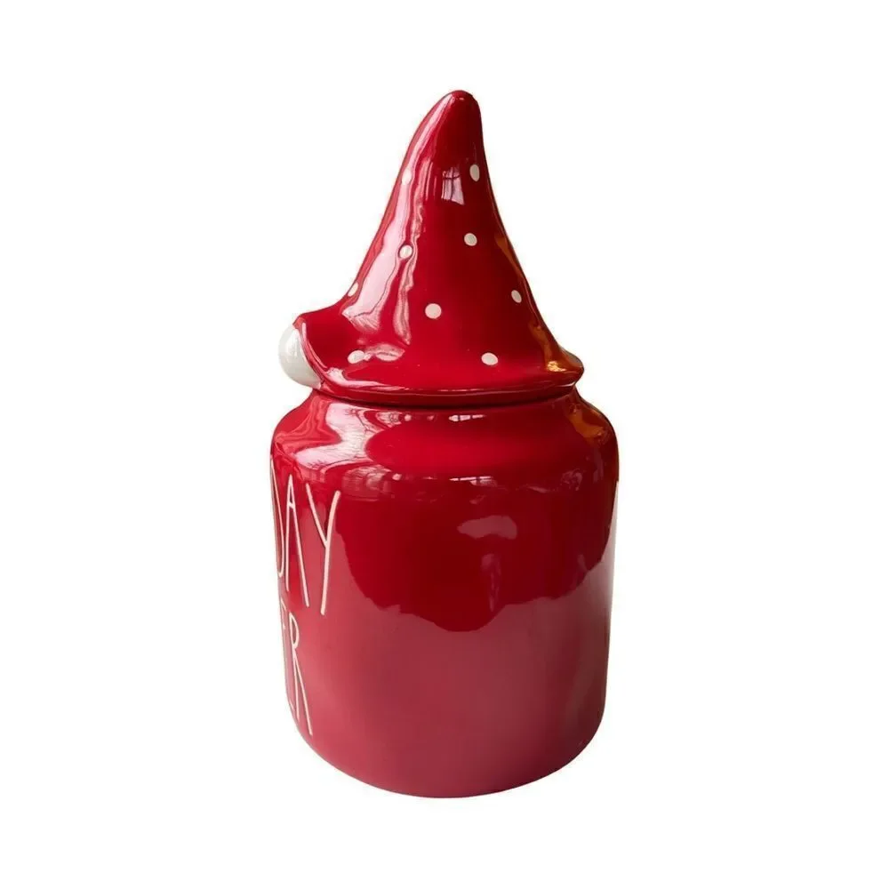 Rae Dunn “Holiday Cheer” Large Gnome Snack Cookie Canister w/ Topper NWOT